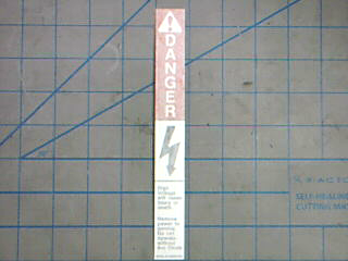 Label Vinyl - "Danger High Voltage" 7/8 x 7 1/2 Self Adheasive